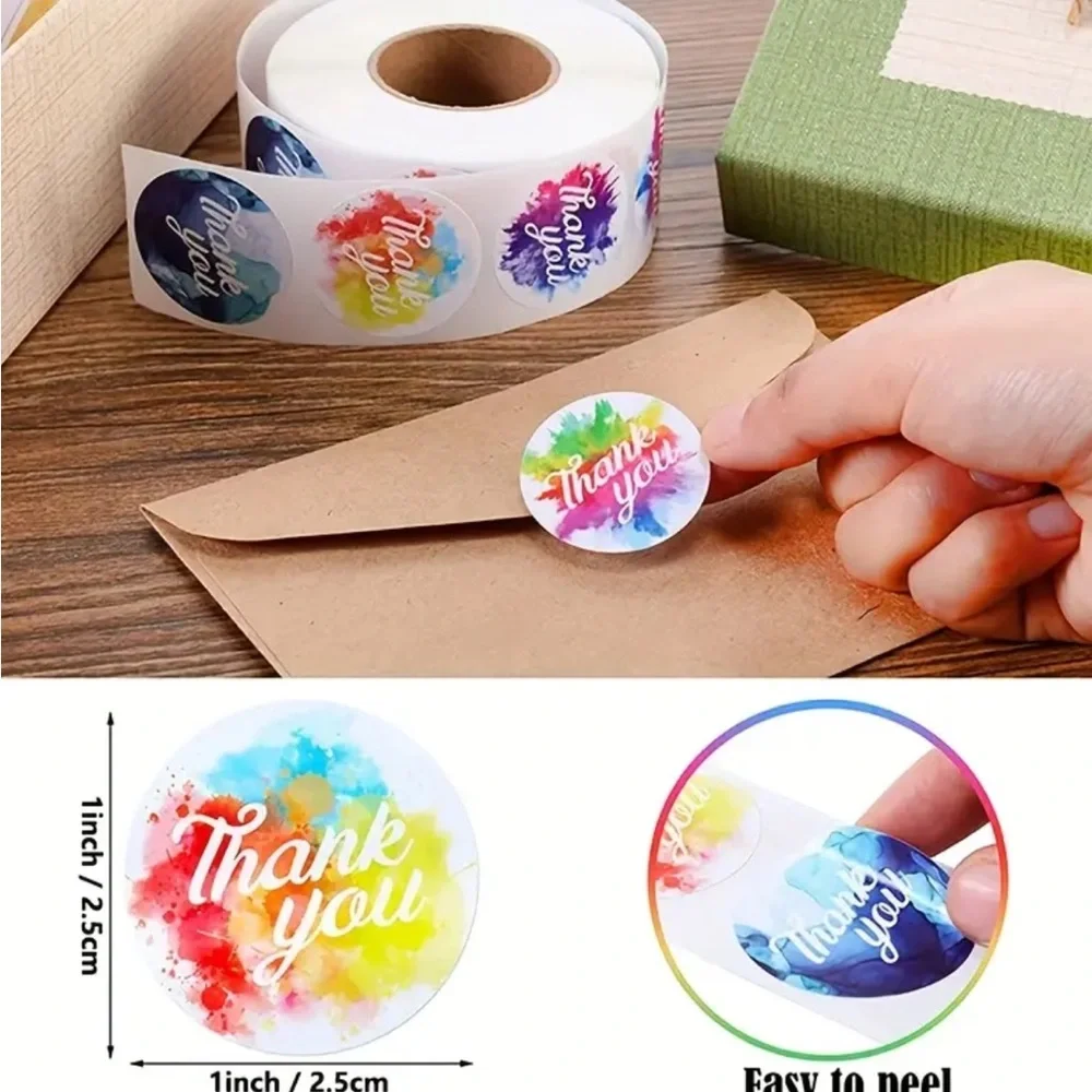 500pc Colorful Thank You Stickers Roll
